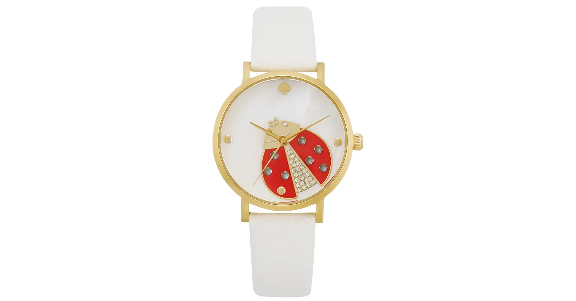 kate spade   微笑小瓢蟲時尚腕錶-金x白