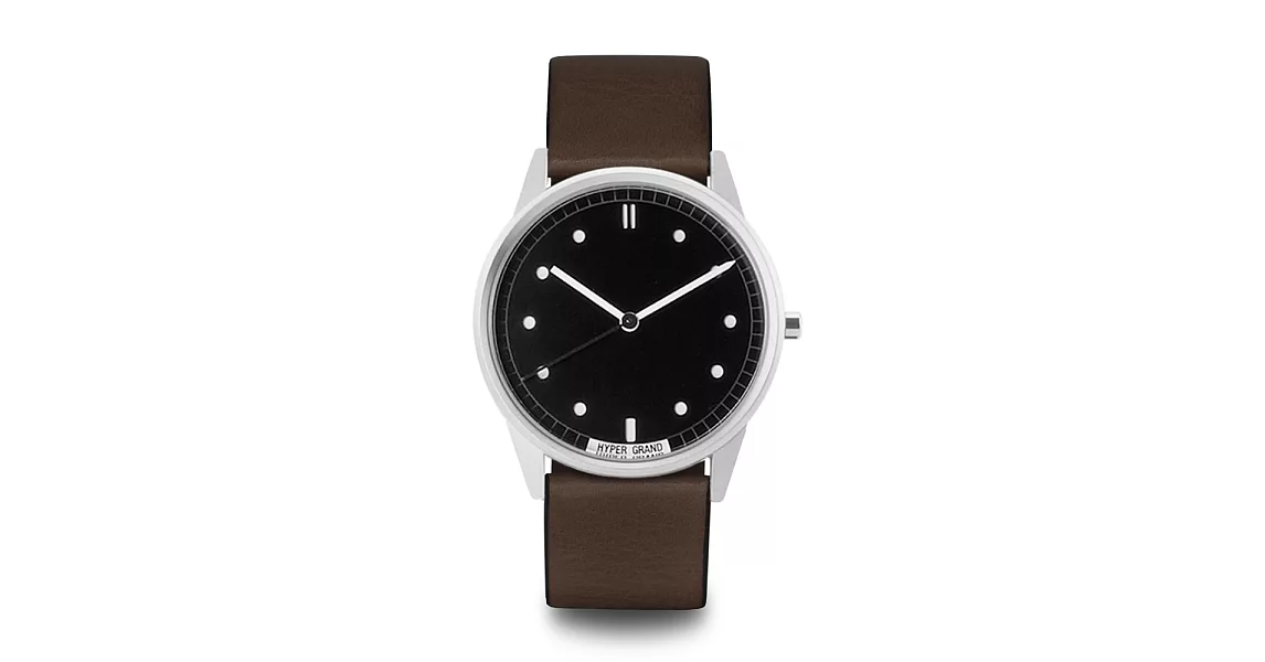 HYPERGRAND - Silver Black Classic Brown Leather 銀黑錶盤棕皮革 手錶
