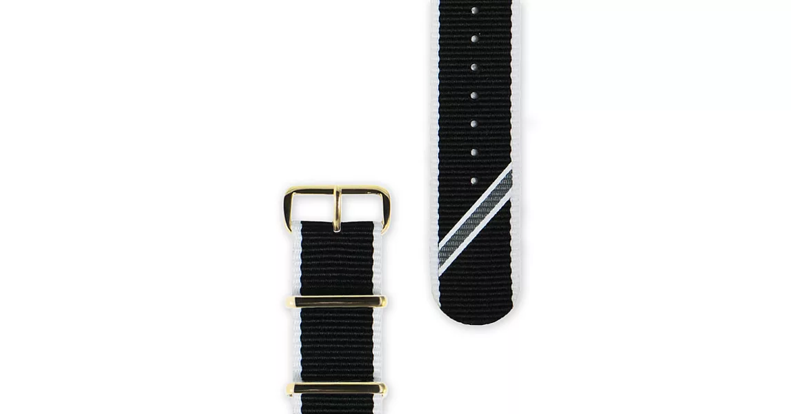 HYPERGRAND - Straight Jacquard Mono Strap 22mm黑白斜紋錶帶(金釦/銀釦/玫瑰金釦)金釦
