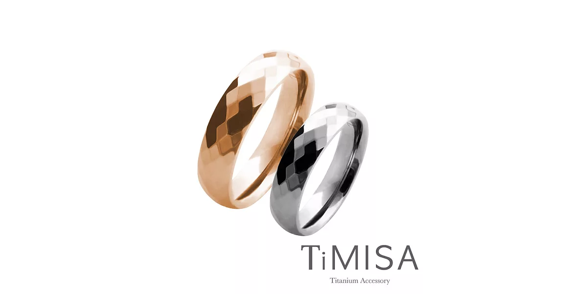 【TiMISA】格緻真愛-寬版(雙色)純鈦對戒