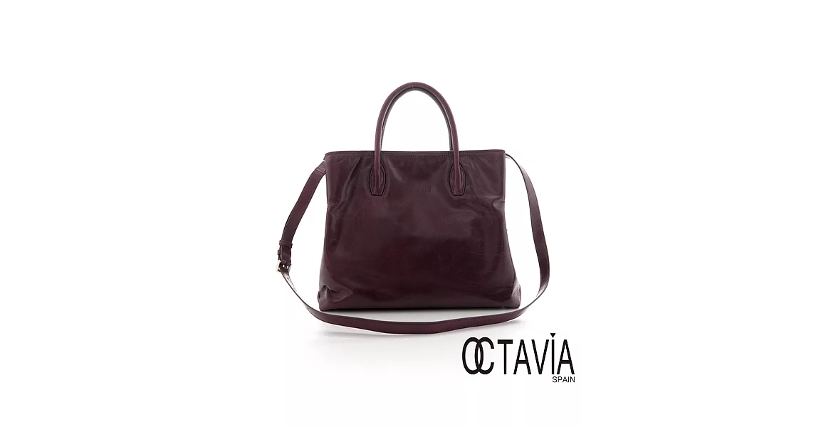 Octavia 8 真皮 -  Just gender 溫柔的牛皮四方油蠟手提包 - 想像紫想像紫