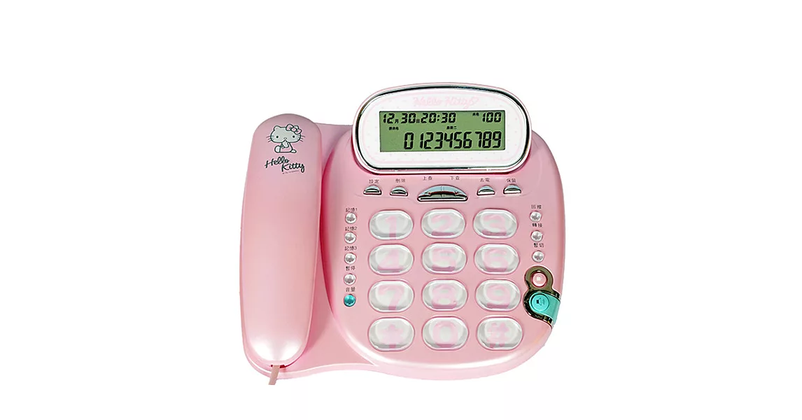 HELLO KITTY 超大字鍵來電顯示電話機 KT-229T粉紅色