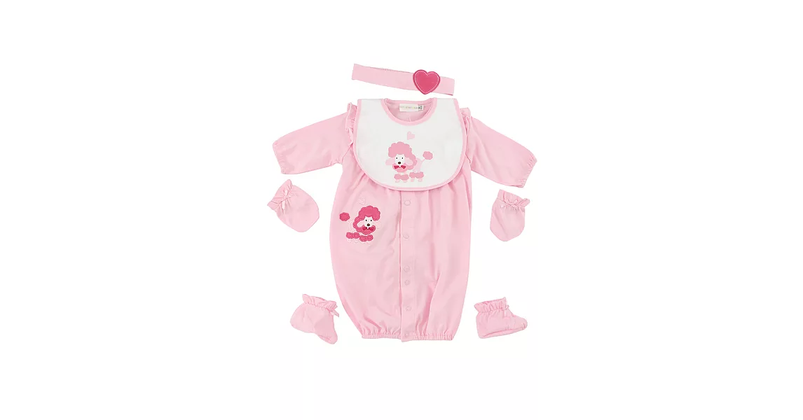 【愛的世界】粉色荷葉兩用嬰衣禮盒-台灣製-6M淺粉色