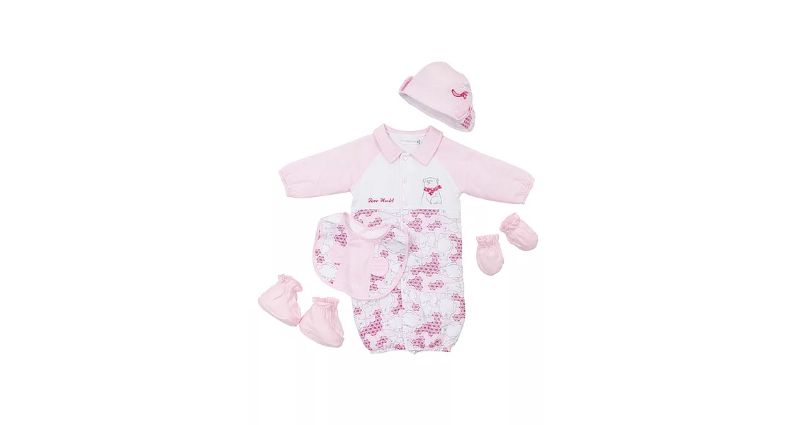 【愛的世界】鋪棉兩用嬰衣禮盒-台灣製-3M淺粉色