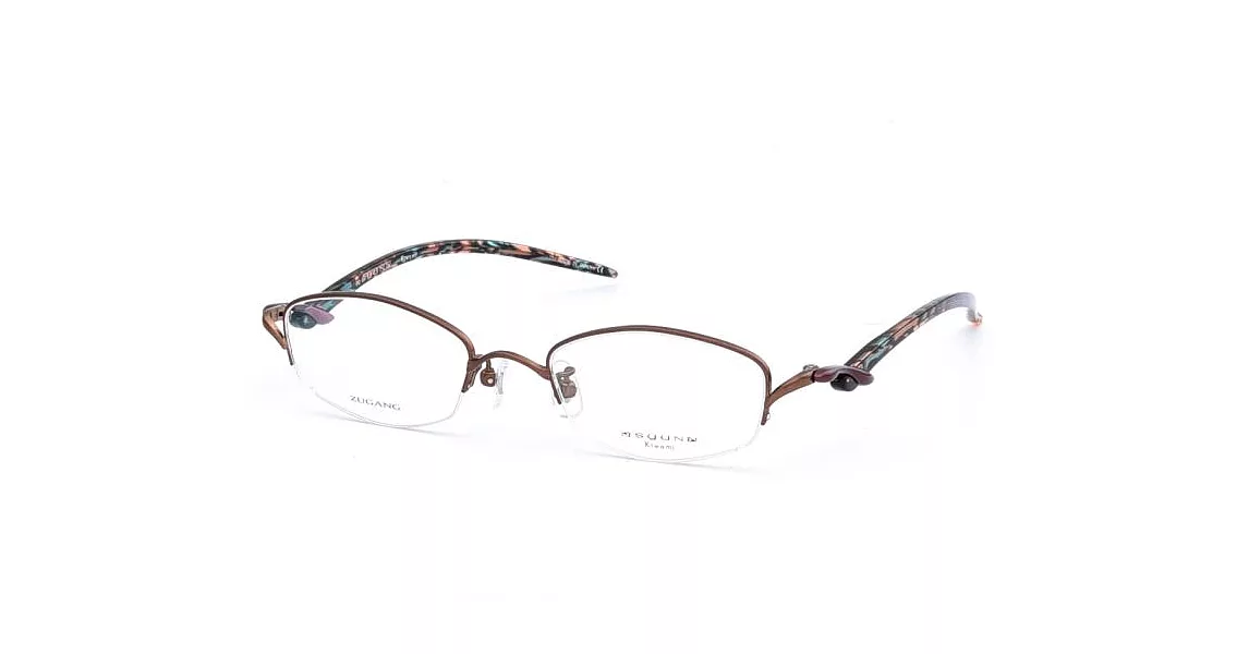 【大學眼鏡】syun kiwami 都會典雅精湛工藝 日系炫彩半框平光眼鏡KM0414-48/370咖啡