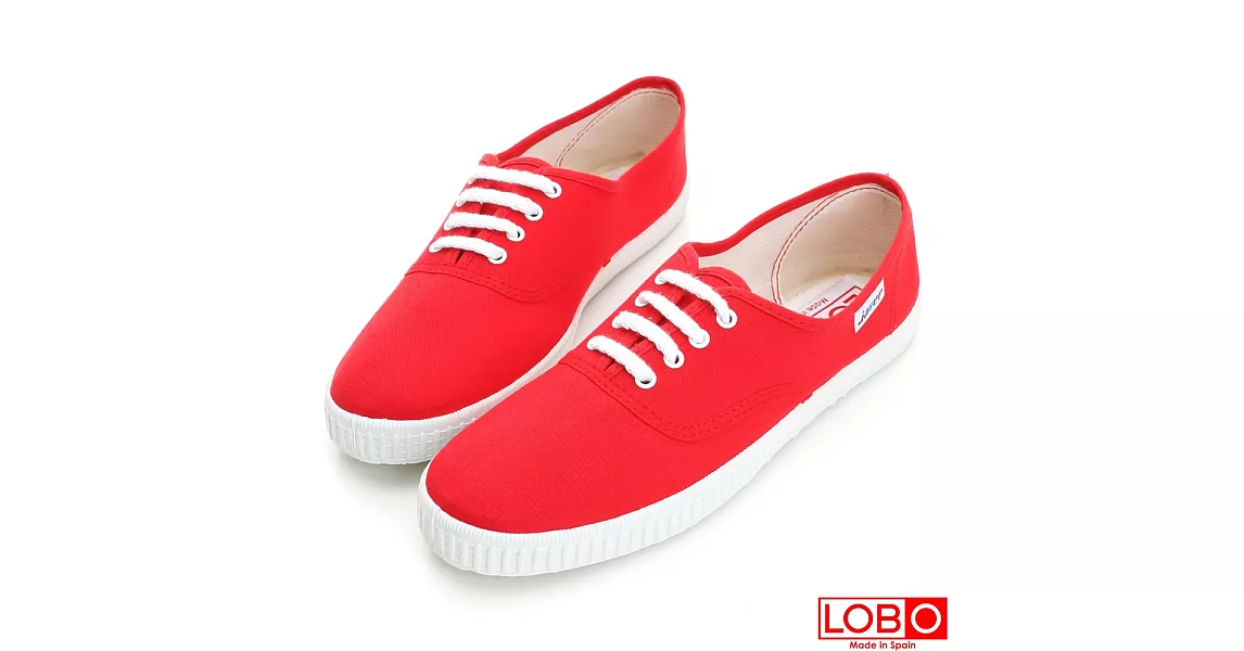 【LOBO】西班牙百年品牌Bambas環保膠底休閒鞋-紅色 情侶親子款34紅色