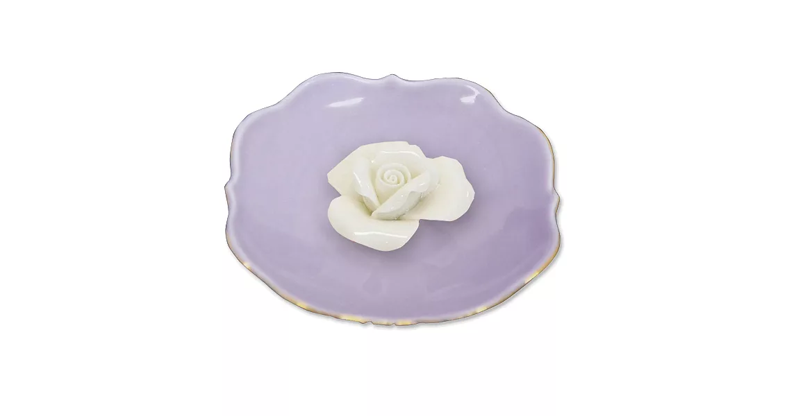 【ChouChou Lista】精緻花朵陶瓷首飾盤紫底白花
