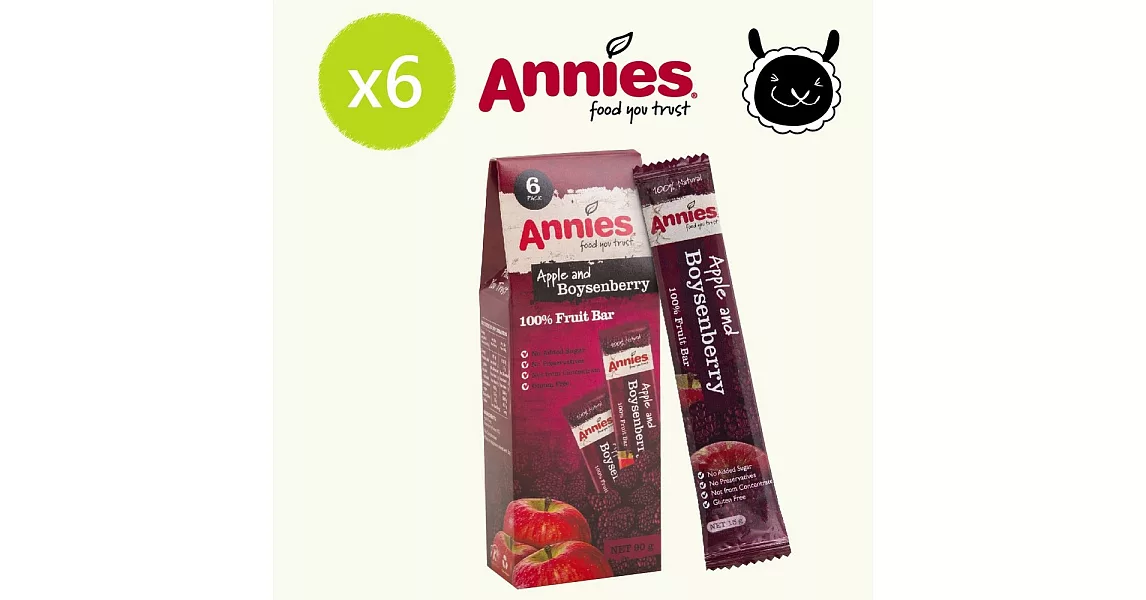 【壽滿趣- 紐西蘭原裝進口】Annies 全天然水果條(波森莓6盒, 36片家庭裝)