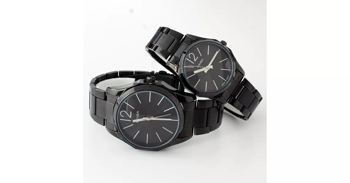 Wilon威龍 1001潮流六角造型黑鐵中性鐵帶錶黑帶銀針-大型