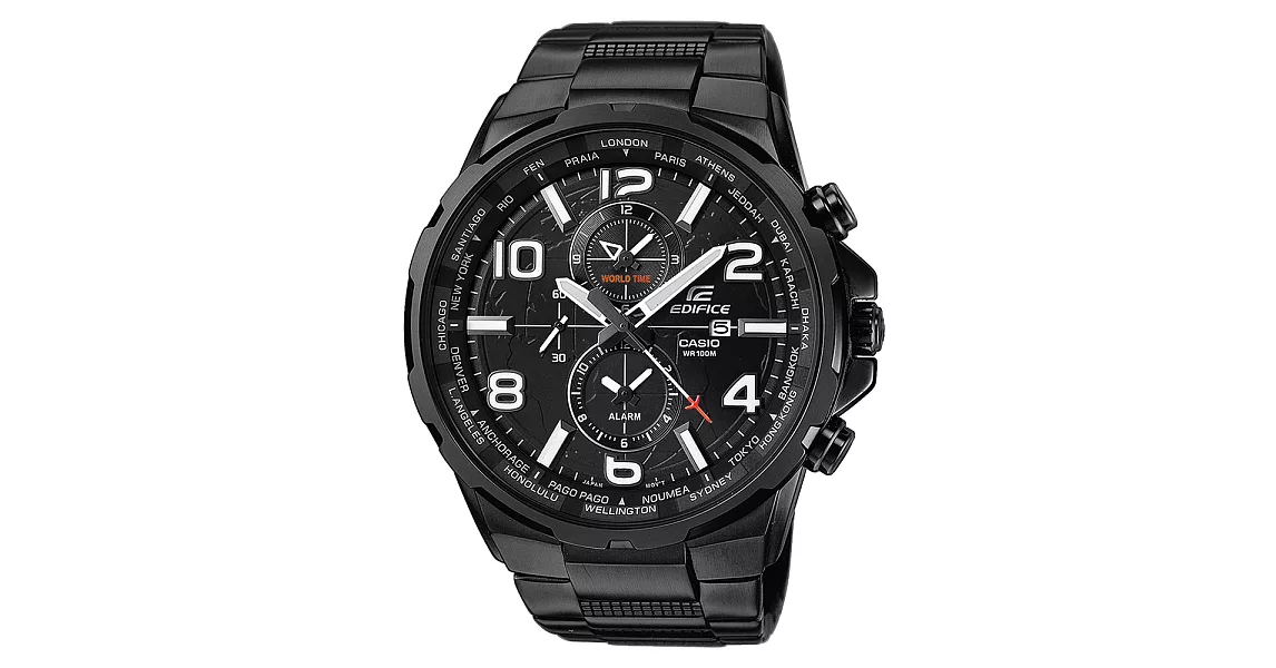 CASIO EDIFICE 環繞列國雙眼賽車錶-黑