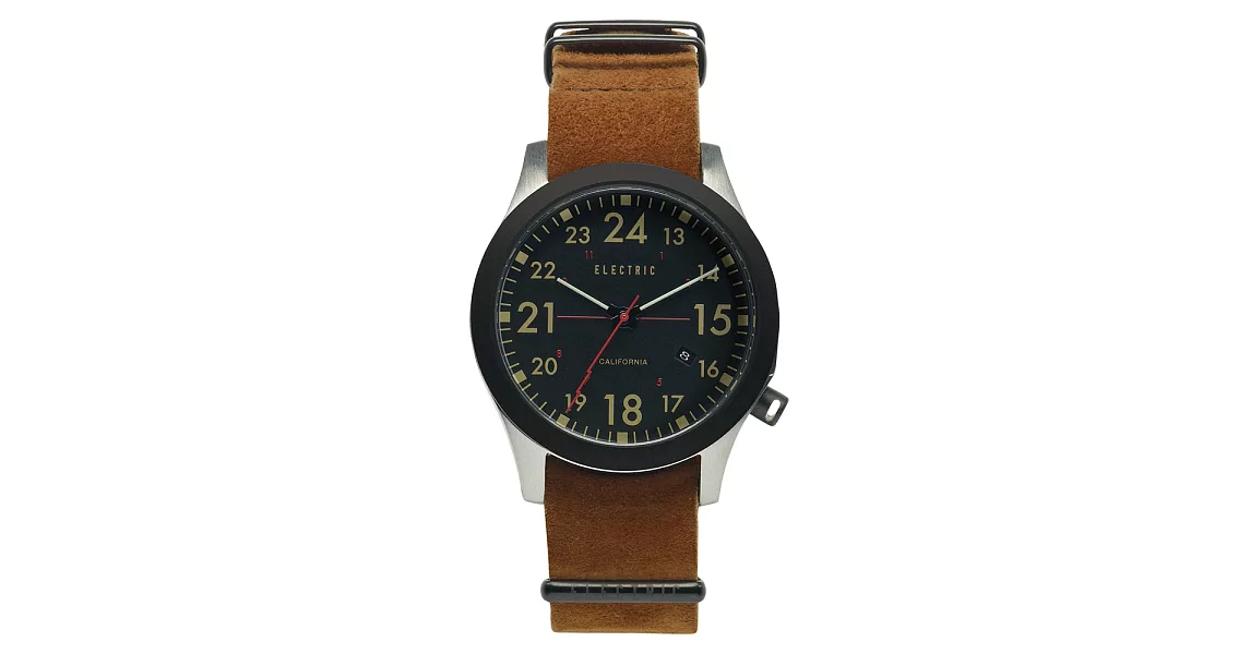 【ELECTRIC】FW01系列摩登雅痞風潮腕錶 (黑面/棕色麂皮帶 EVEW0010020040)