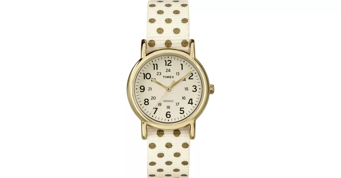 【TIMEX 】天美時經典復刻冷光Weekender系列帆布腕錶 (米色面/圓點 TXT2P65400)