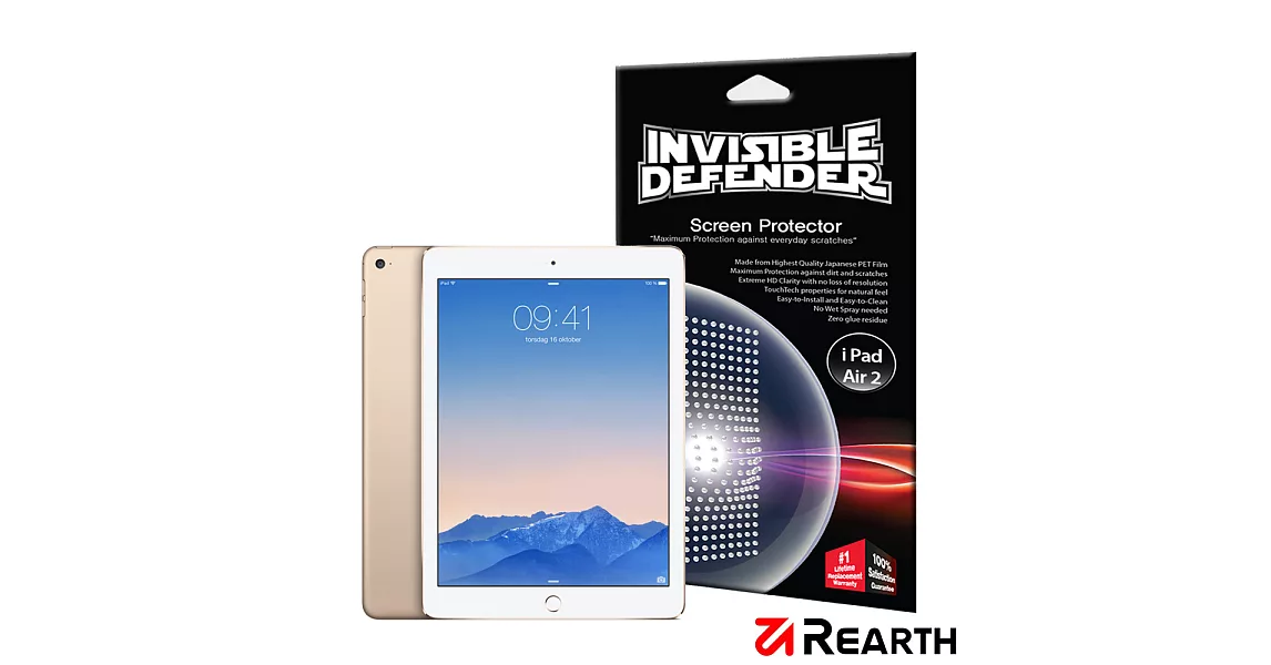 Rearth Apple iPad Air 2 高透光抗刮螢幕保護貼