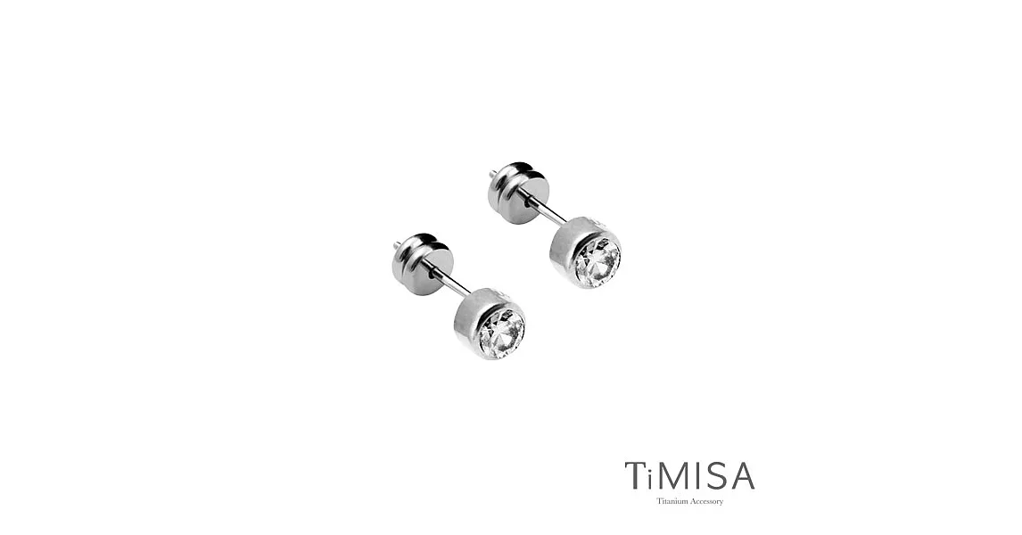 【TiMISA】極簡晶鑽-白 純鈦耳針一對