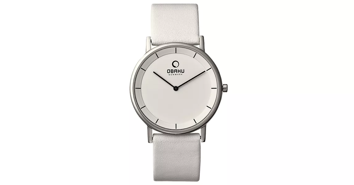 OBAKU 纖薄哲學二針時尚腕錶-銀框白-大
