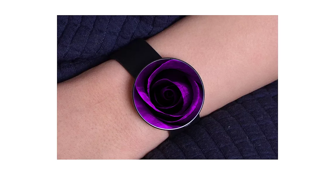 韓國 valook 時尚無指針手錶 紫紅玫瑰 Magenta Rose (Black)