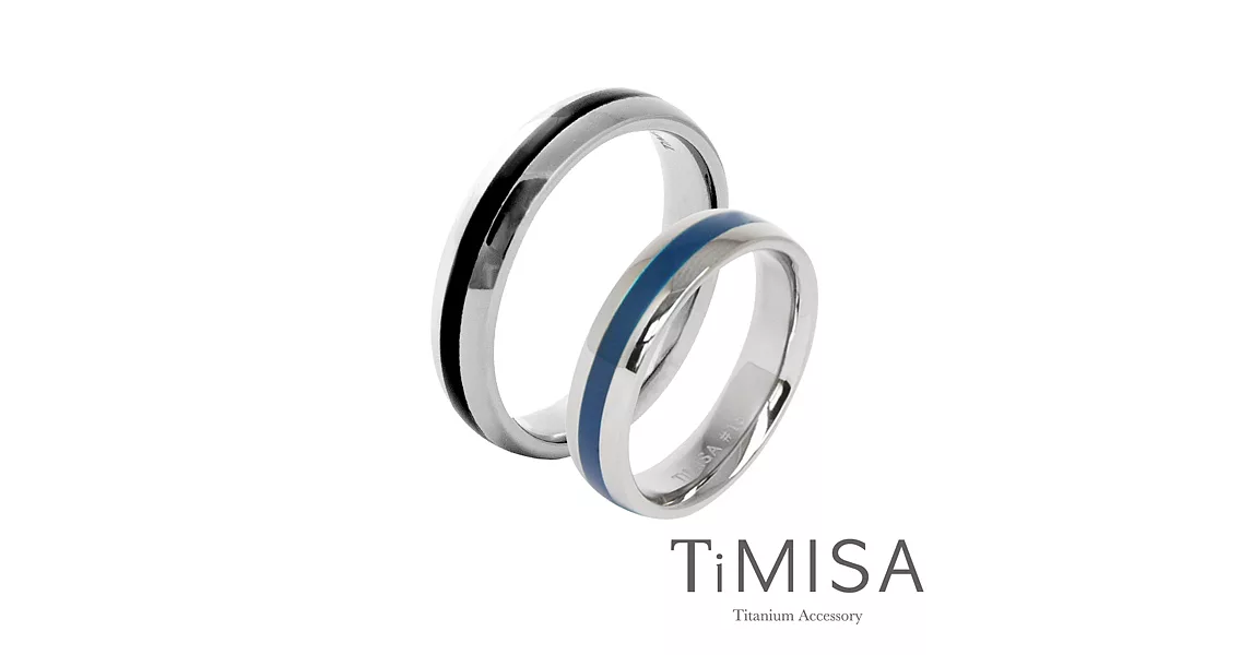 【TiMISA】真愛宣言 純鈦對戒(三色可選)黑+藍