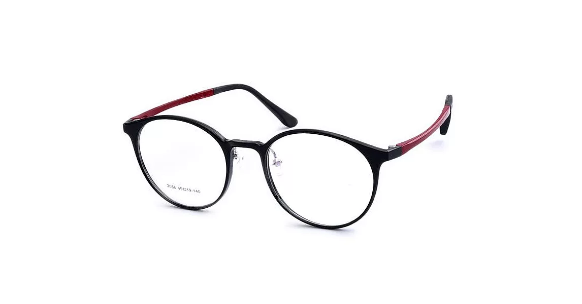 【大學眼鏡】Gluck! 現代演藝 復古圓框平光眼鏡 2056-2紅腳黑