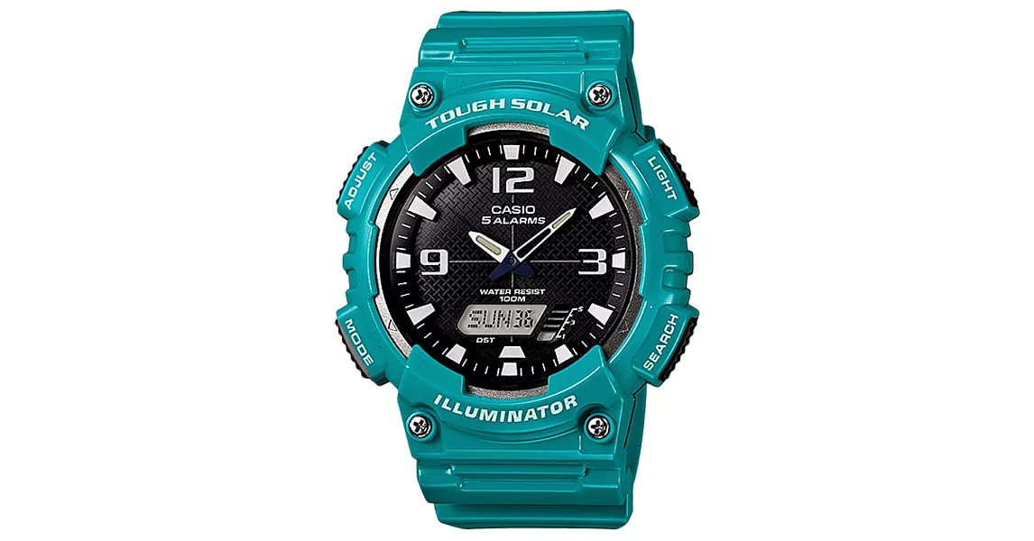 CASIO 盛夏慶典時尚運動腕錶-藍綠