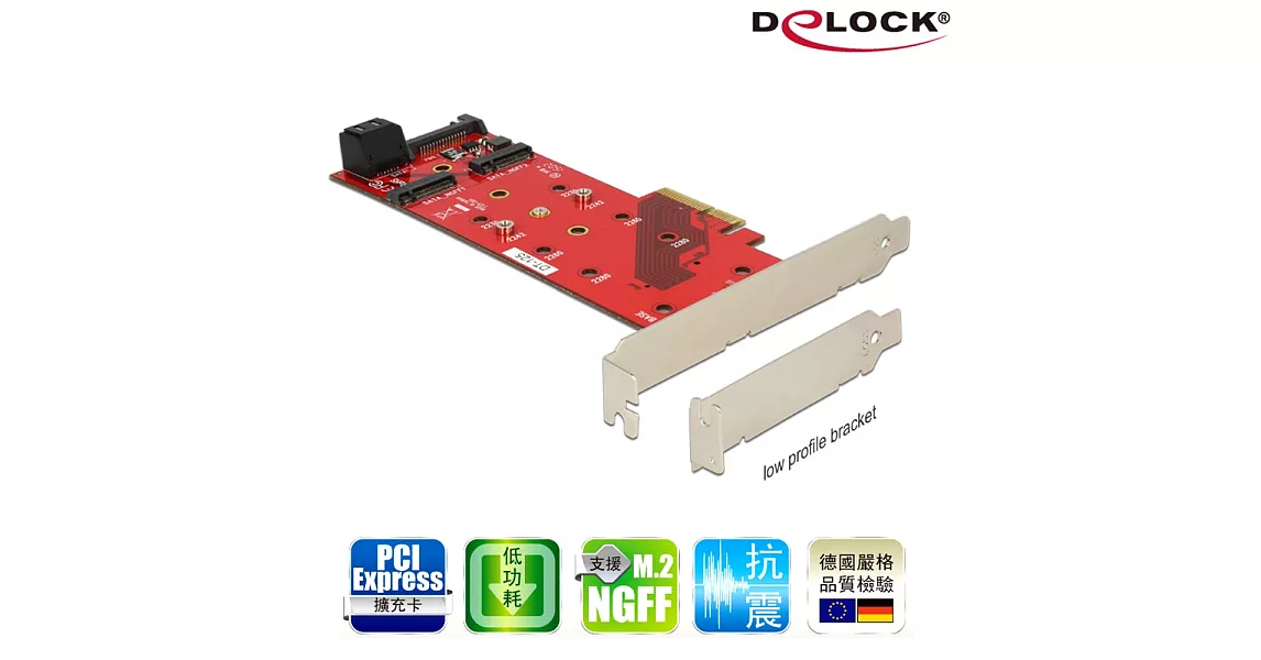 Delock M.2 NGFF SSD x3 PCI express擴充卡－89394