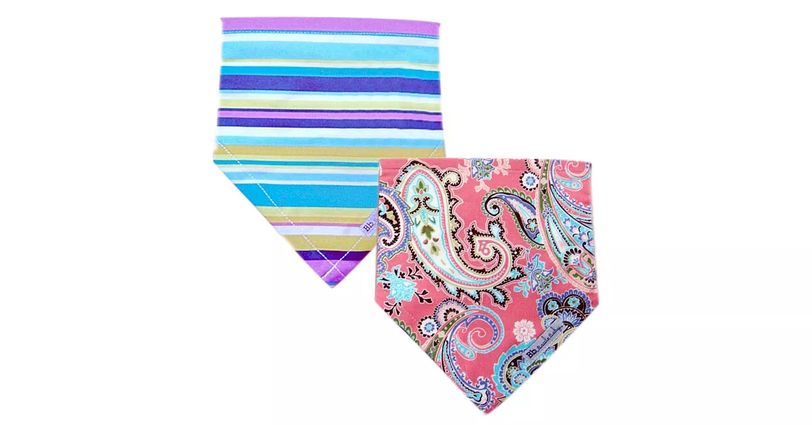 美國Bazzle Baby-時尚領巾圍兜Blue Stripe+Paisley(兩件一組)