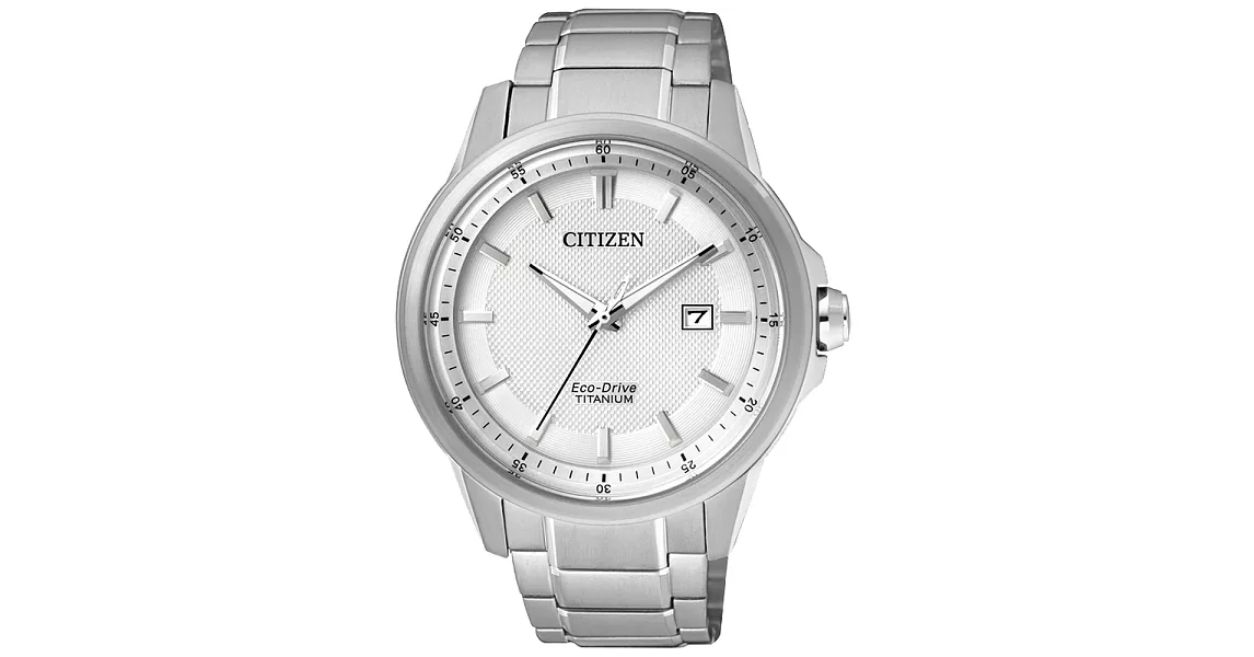 CITIZEN 清爽簡潔光動能超級鈦金屬腕錶-銀x白