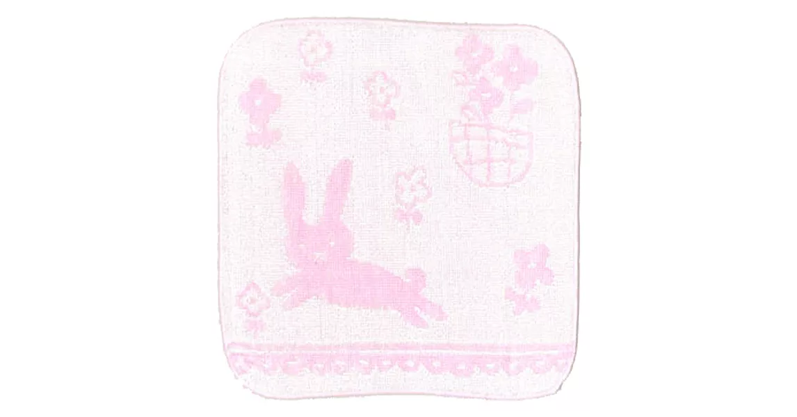 日本製Jogan，繪本風涼感/涼爽棉手帕，粉小兔