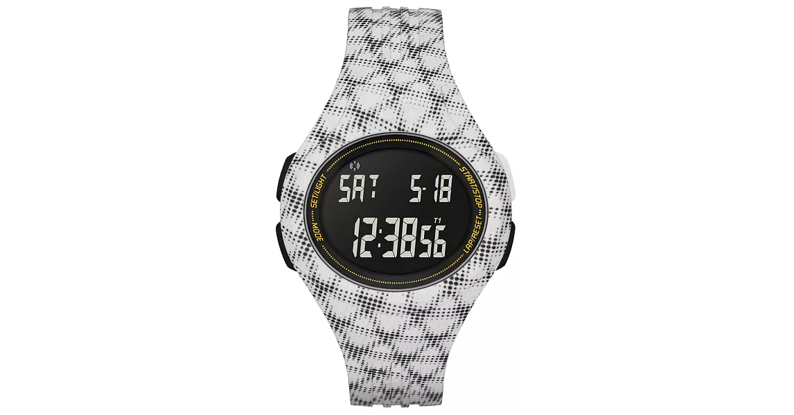 adidas 潮流曲線數位電子腕錶-白黑網格