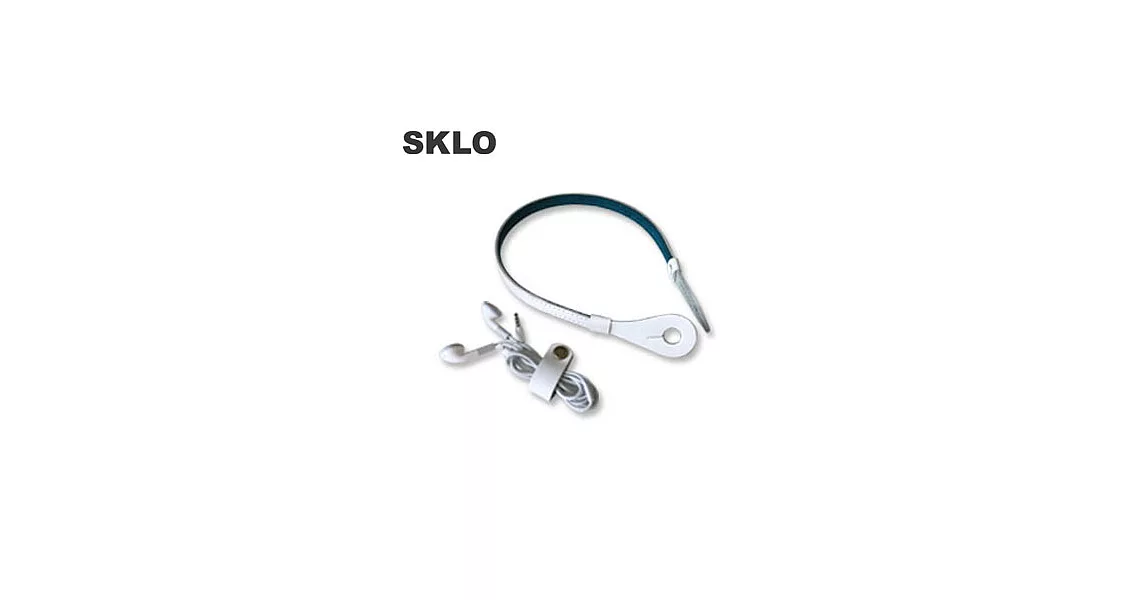 SKLO《日本手工》iHooc耳機掛具(L)-純白x土耳其藍/含線材收納帶