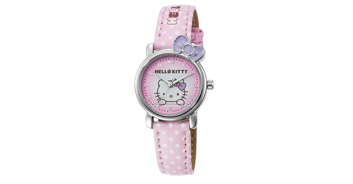 【HELLO KITTY】凱蒂貓嬌滴圓點蝴蝶結手錶 (粉紅/紫 KT012LWVP-1)