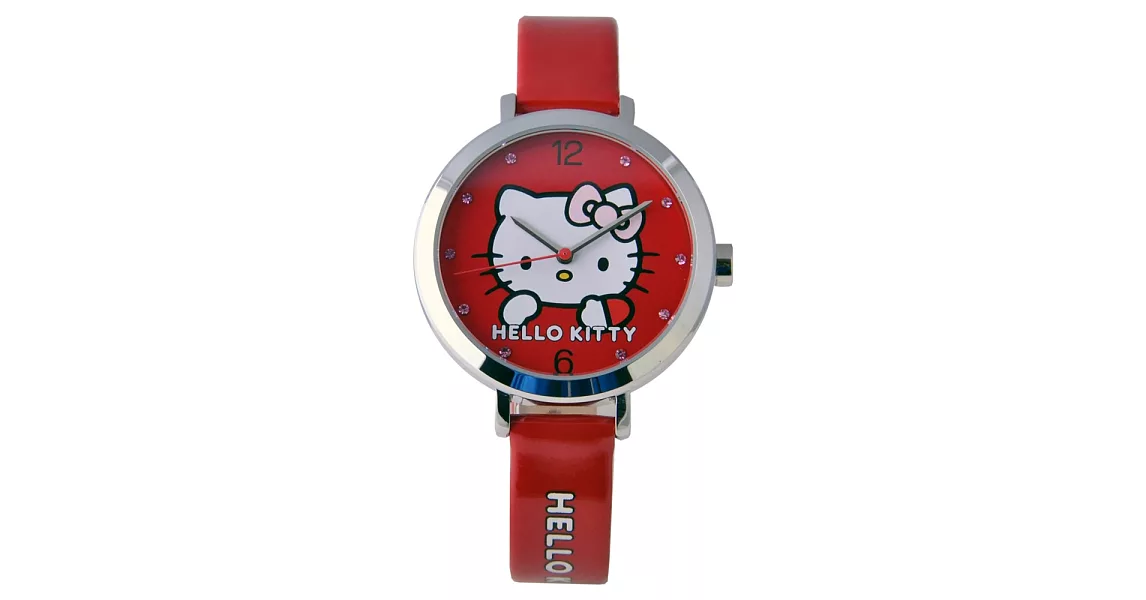 【HELLO KITTY】凱蒂貓羞澀模樣時尚手錶 (紅 KT023LWRRS)