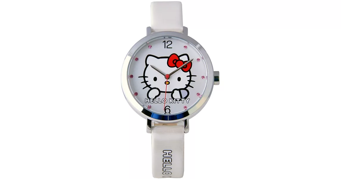 【HELLO KITTY】凱蒂貓羞澀模樣時尚手錶 (白 KT023LWWWS)