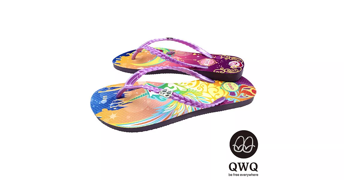 QWQ夾拖的創意(女) - 藝術塗鴨 幻夜 夾腳拖鞋 - 彩紫35紫