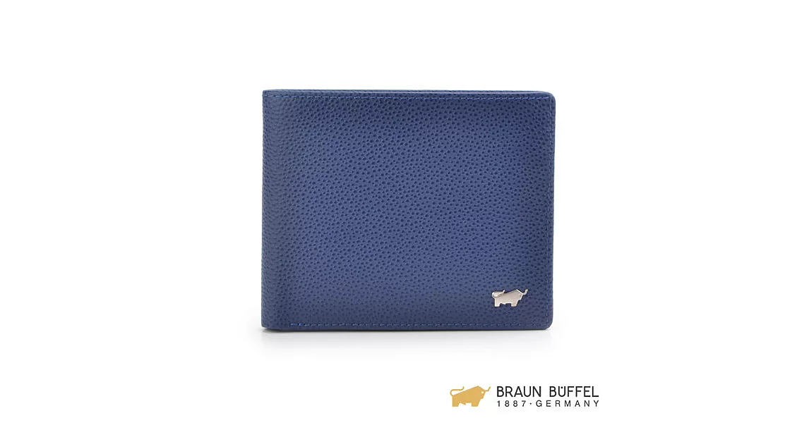 BRAUN BUFFEL‧德國小金牛 - HOMME-B系列卵石紋12卡透明窗短夾 - 墨藍