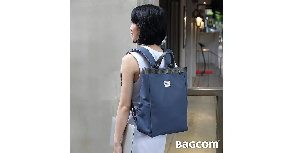 Bagcom[好用系列] 隨心好用手提後背包(14’’ Laptop OK)-藍灰