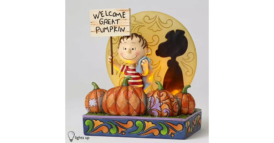 《Enesco精品雕塑》SNOOPY 50週年萬聖節亮燈奈勒斯南瓜塑像-Welcome Great Pumpkin(Peanuts by Jim Shore)