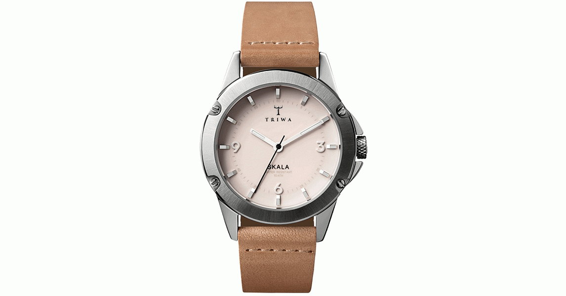 【TRIWA】Skala系列Tan Slim Classic 真皮手錶 (粉色/咖啡 SKST104-CS010612) / 北歐設計瑞典品牌