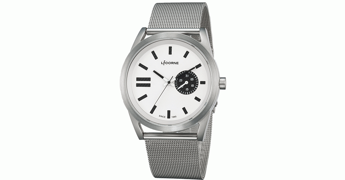 【LICORNE 力抗錶】 砌II系列亮麗人氣米蘭帶男錶 (白 LI051MWWI)