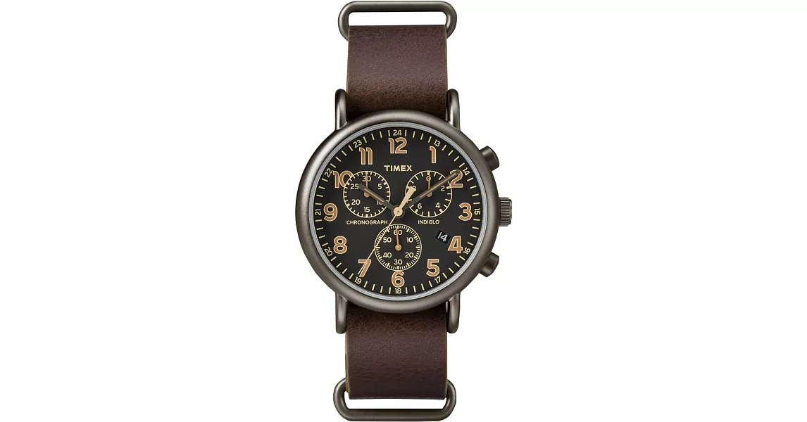 【TIMEX】天美時 Weekender Chrono週末三眼系列計時手錶 (黑/褐色 TXT2P85400)