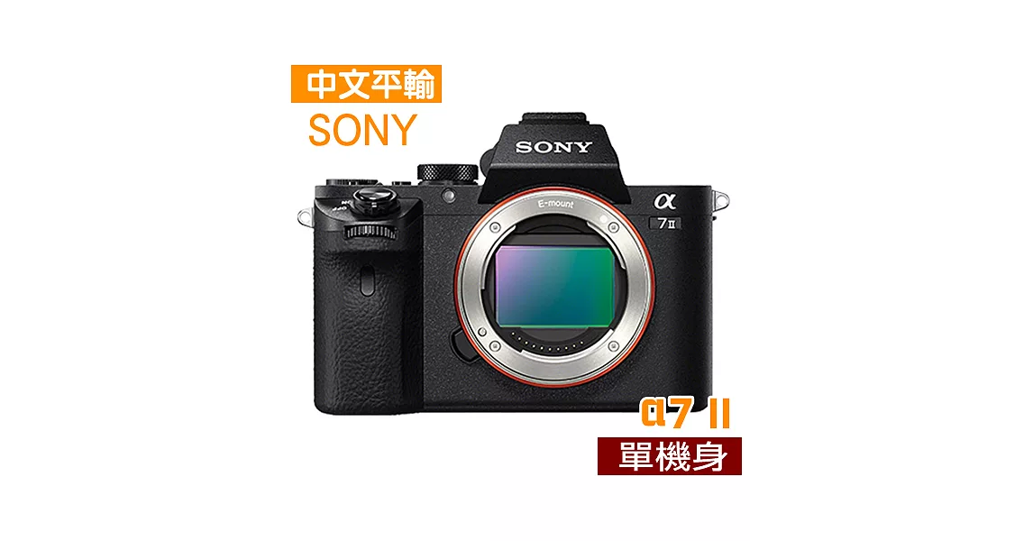 SONY A7II 單機身 (中文平輸) - 加送SD64G-C10+副電+單眼包+座充+中型腳架+減壓背帶+免插電防潮箱+ 大吹求+細毛刷+清潔組+高透光保護貼A7II