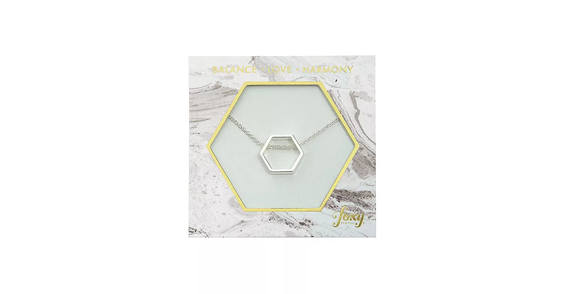FoxyOriginals加拿大 HARMONY系列六角型 銀色幾何簍空項鍊
