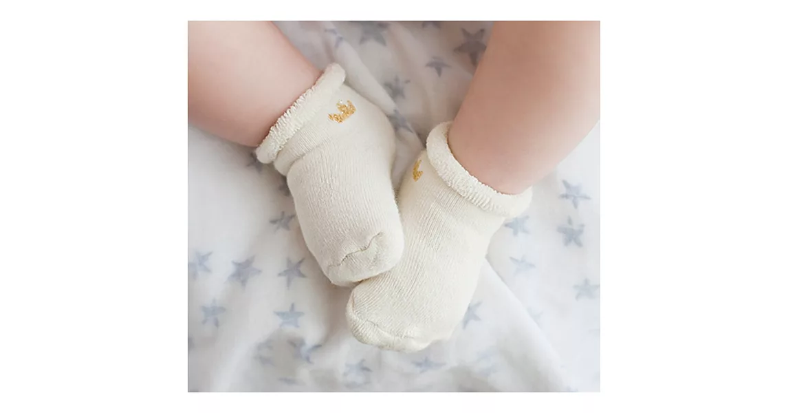 Happy Prince 小皇冠嬰兒襪3件組 韓國製0-6M白灰黃