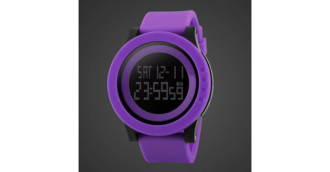 SKMEI時刻美 1142 酷炫螢光色大錶盤防水電子錶- 炫紫