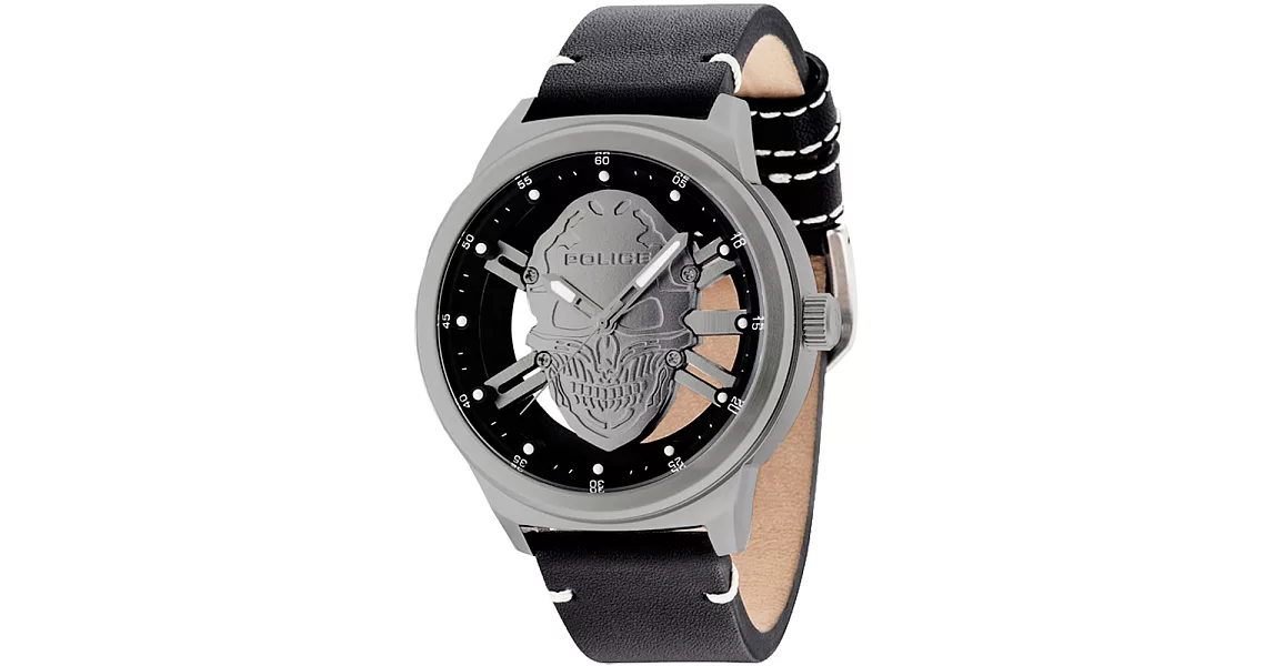 POLICE 暗黑狂潮鏤空個性腕錶-14685JS-04