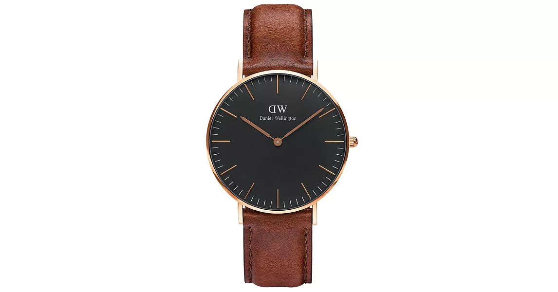 DW Daniel Wellington Classic Black 經典皮帶錶-DW00100124/40mm