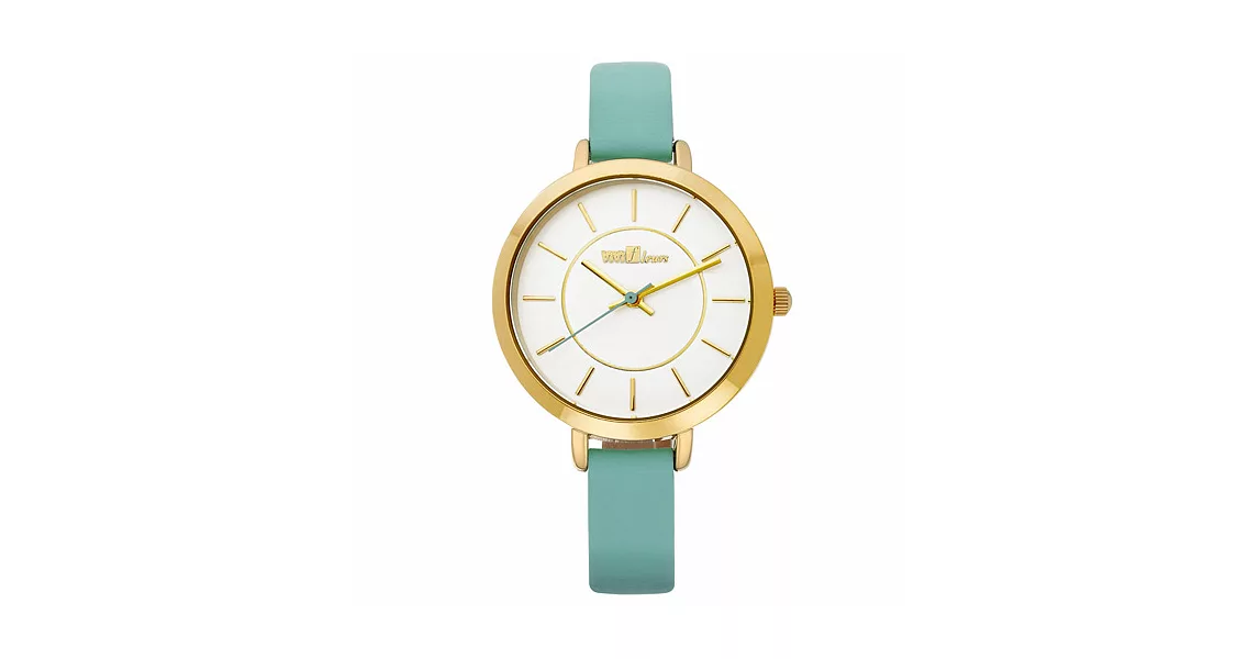 ViVi Fleurs 甜美年代皮革時尚腕錶-綠/33mm
