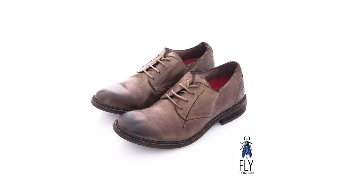 Fly London(男) 魔法師 牛皮圓楦自然擦痕皮鞋 - 懷舊黑44懷舊黑