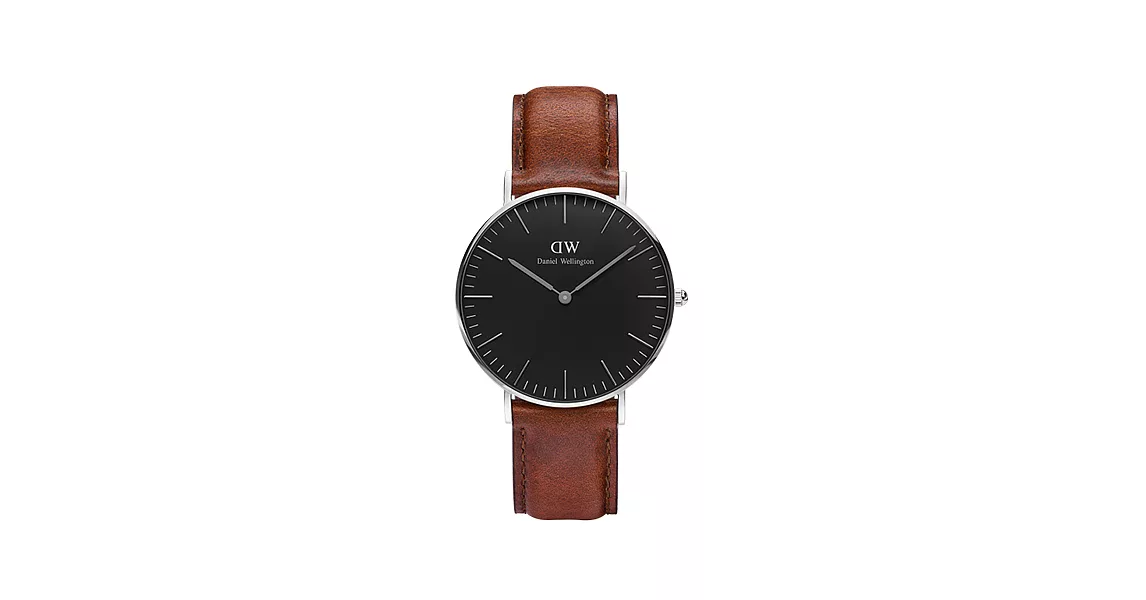 Daniel Wellington 經典淺紅咖啡皮革腕錶-銀框/36mm(DW00100142)