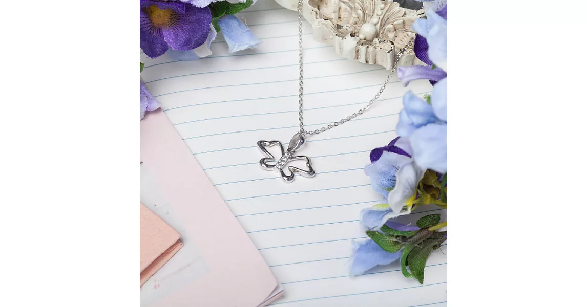 【Elite 伊麗珠寶】925純銀項鍊 輕熟女系列 - 翩翩蝶舞