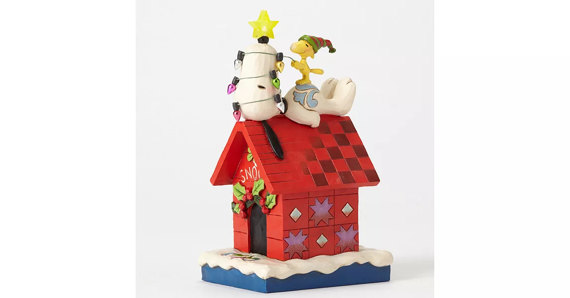 《Enesco精品雕塑》SNOOPY聖誕節亮燈狗屋塑像-Merry And Bright(Peanuts by Jim Shore)